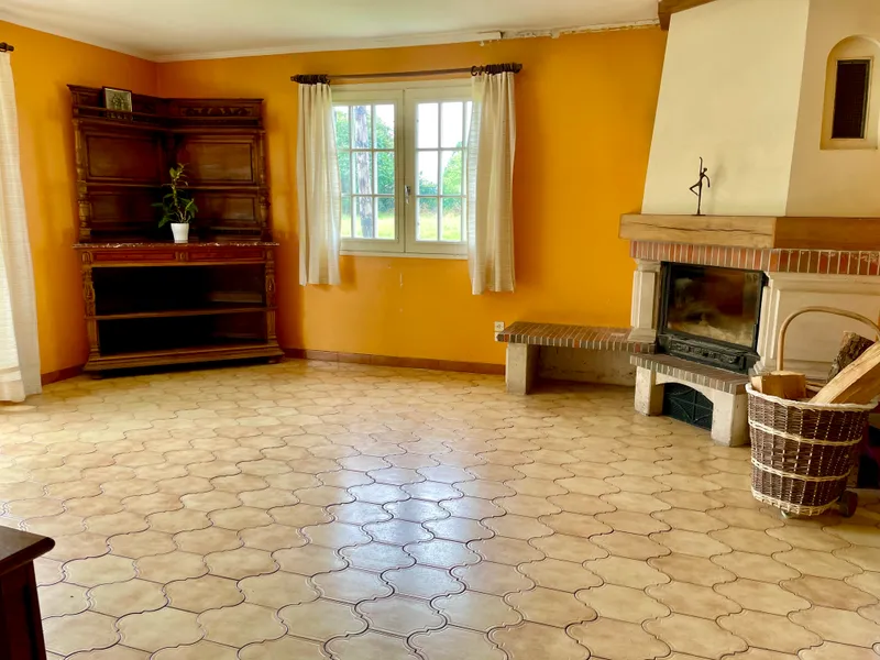 Salon lumineux de 40m² avec cheminée, Maison à vendre Charmont 51330